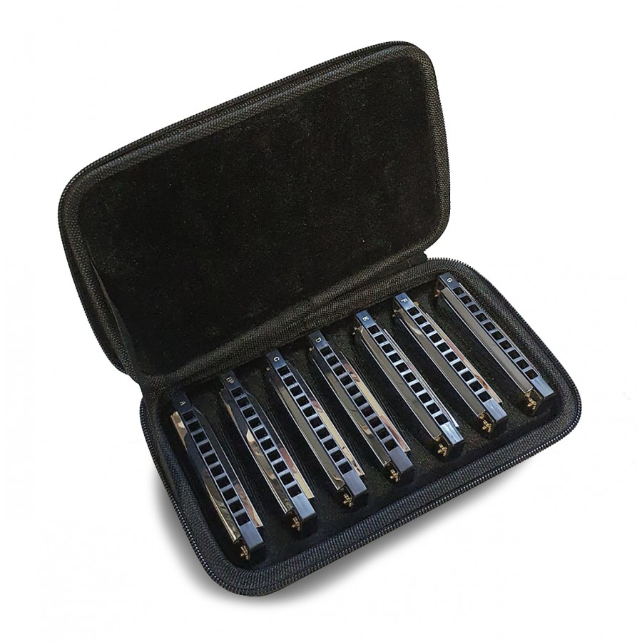 Stagg BJH-B20 Blues Diatonic 7 Harmonica Set with Case